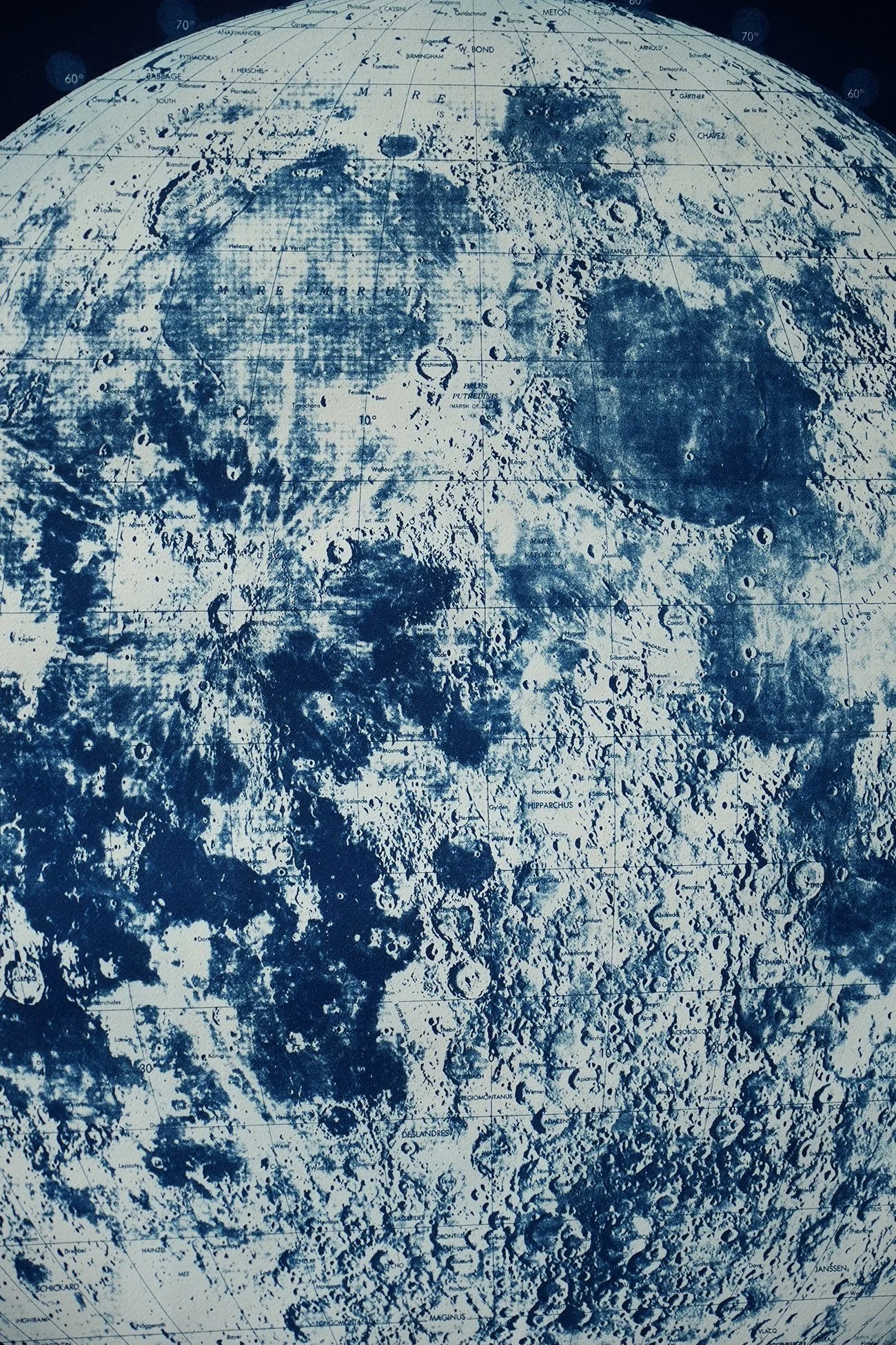 Unframed Large Mt. Marilyn Lunar Map Signed by Captain Jim Lovell